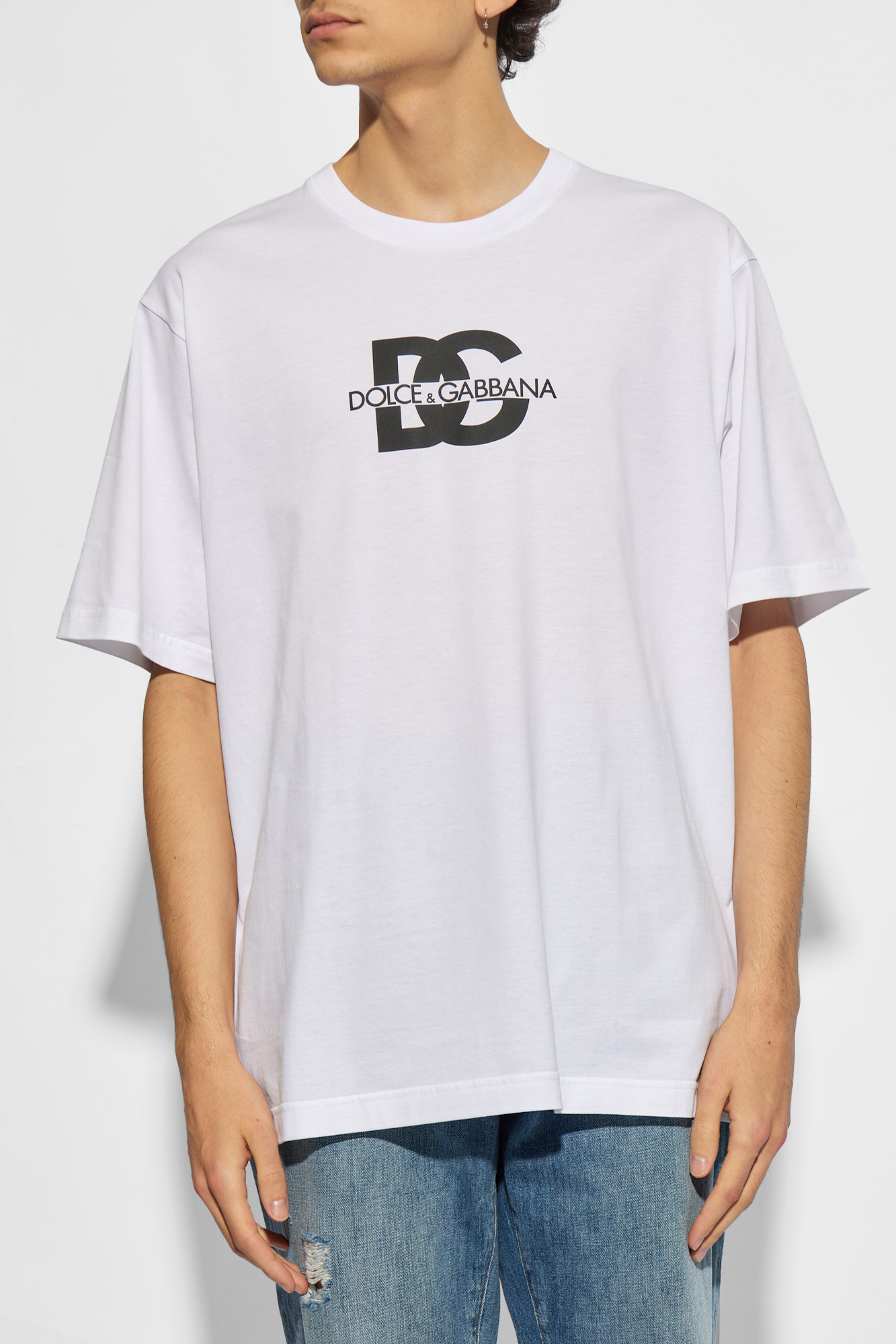 Tシャツ・カットソー Dolce & Gabbana TOP (G8ST1TFU75F N0000) Cream T-shirt with embroidered logo Dolce & Gabbana - Vitkac AS